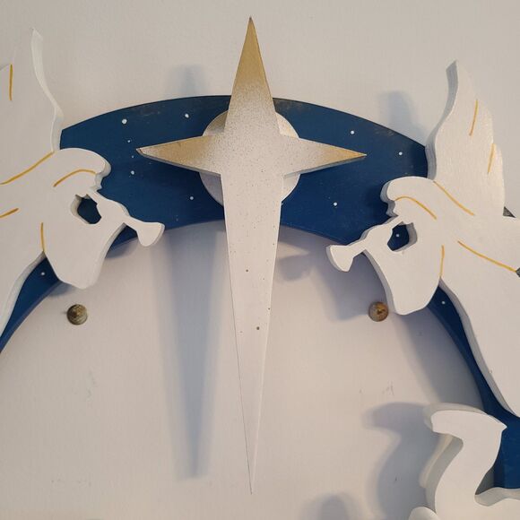 Vintage 3-D Wood Holiday Nativity Wreath Handmade Christmas Scroll Saw Pattern - Picture 2 of 10